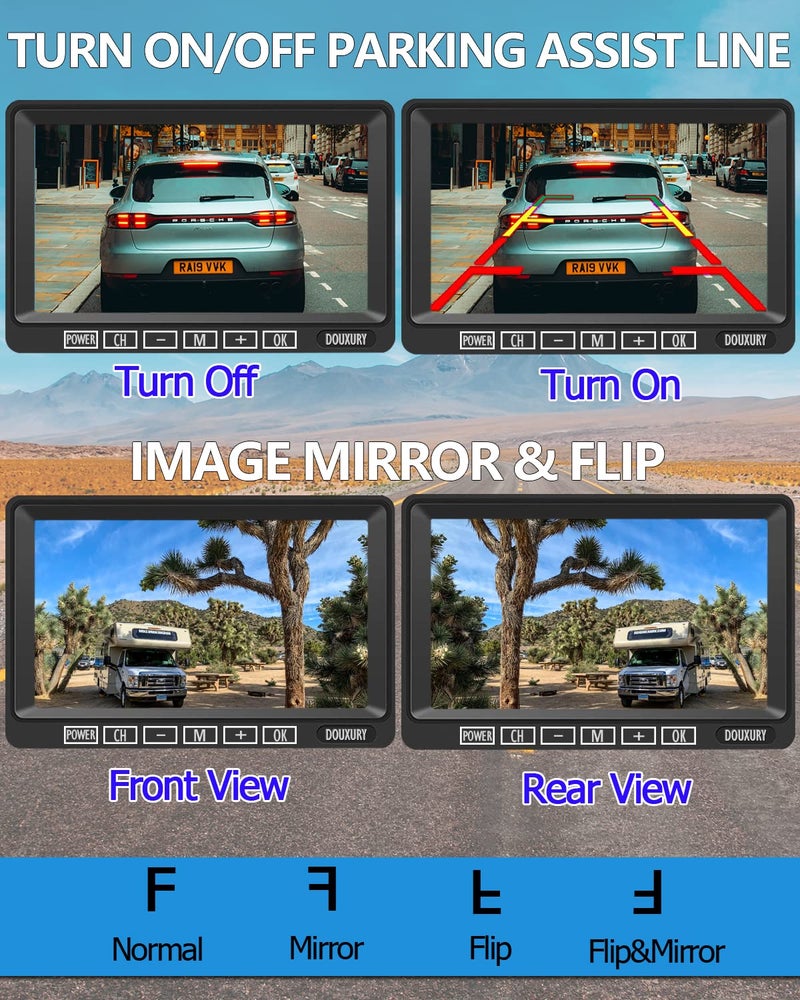 DOUXURY RV Backup Camera Wireless DOUXURY IP69 Waterproof 170Â° Wide View Angle HD 1080P Rear View Camera + HD LCD 7" Monitor, Digital Wireless Camera System for RV Truck 5th Wheel Trailer Pickup Camper Bus - Image 5